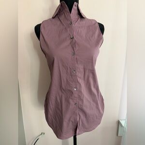 Ann Taylor Factory Mauve Sleeveless Button-Down Shirt